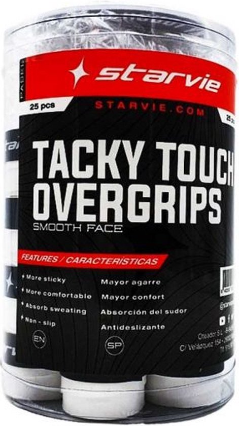 Starvie Overgrips Padel Tacky Touch Box 25 - wit | bol.com