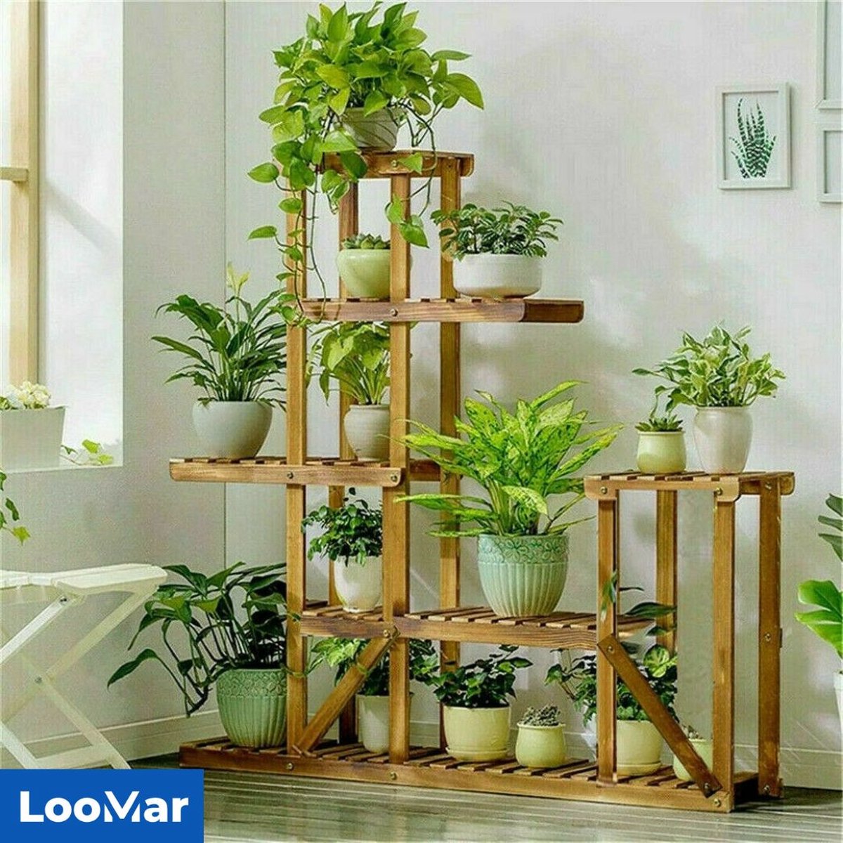 LooMar Plantenrek – Plantentafel – Plantenstandaard / Plantenhouder – Voor Binnen en Buiten - Hout