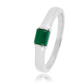 My Bendel - Zilverkleurige ring met Groen Agate edelsteen - Bijzondere zilverkleurige ring met Green Agate edelsteen - Met luxe cadeauverpakking