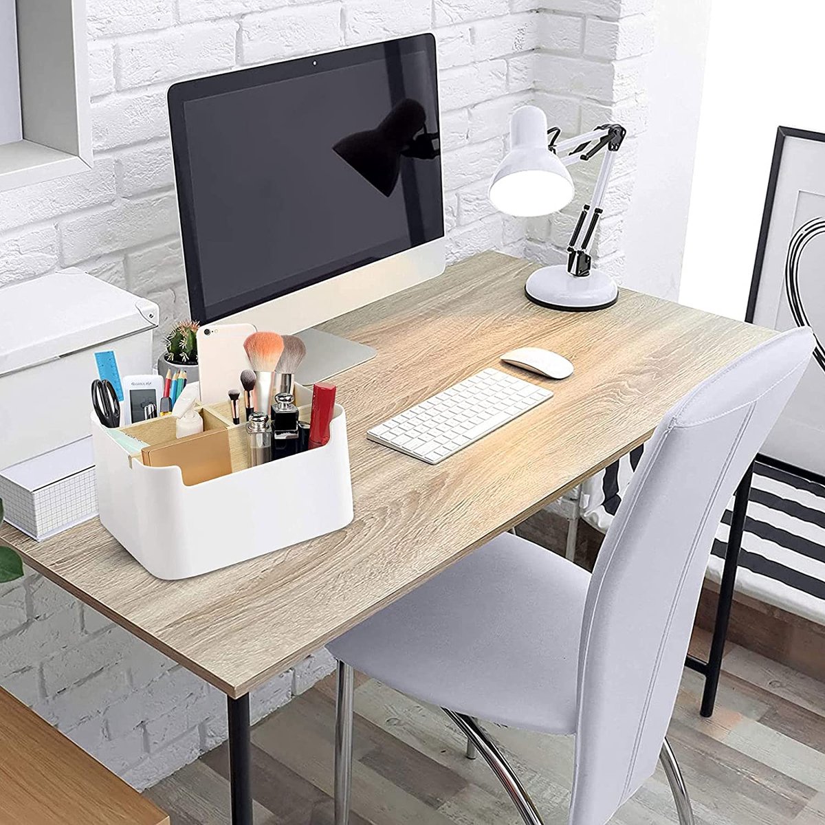 5-vaks Houten Bureaurek – Bamboe – Voor Pennen, Afstandsbediening, Telefoon, Kantoorbenodigdheden – 18,5 X 14 X 9,3 Cm – Milieuvriendelijk, Stevig