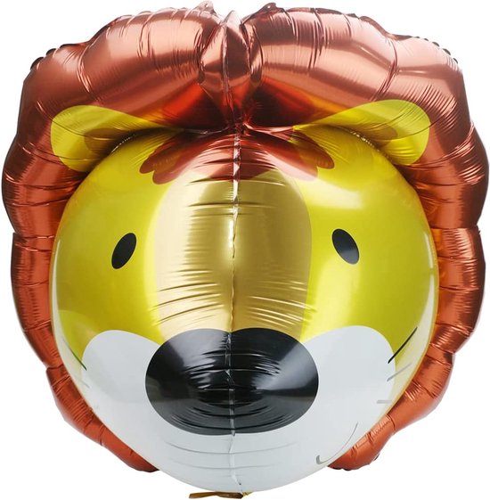 Folie Ballon Leeuwen Hoofd - Helium - Ballonnen - Feest Versiering - Jungle Versiering - Kinderfeestje - Foil balloon - Kinder Verjaardag - Dieren versiering - 52cm