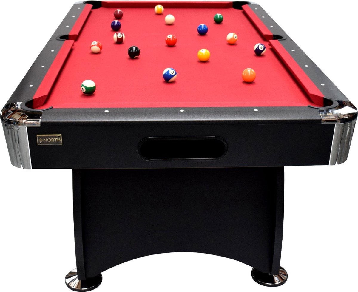 NORTH Gardone Billardtisch Schwarz/Rot 8FT - MDF Sp Produktbild-Vorschau 10