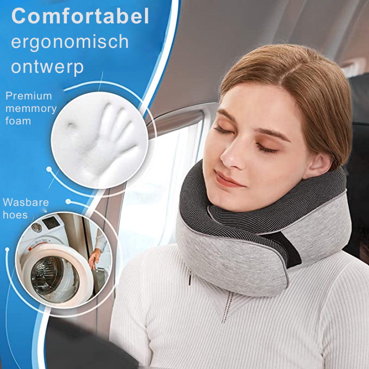 Nekkussen vliegtuig / auto reiskussen premium traagschuim ergonomisch nekkussen...