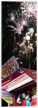 Acrylglas - Vuurwerklshow boven Stand op Kermis - 20x60 cm Foto op Acrylglas (Wanddecoratie op Acrylaat)