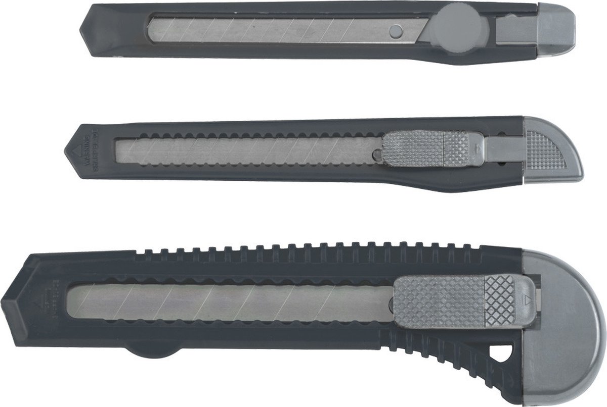 2x stuks afbreekmessenset / breekmessen - 3-delig - 9 mm / 18 mm - uitschuifmessen / hobbymessen