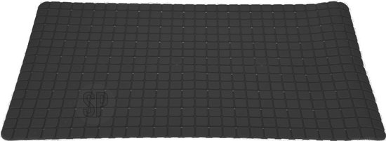 Anti-slip badmat zwart 69 x 39 cm rechthoekig - Badkuip mat - Grip mat voor in douche of bad