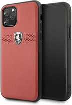 Ferrari Off-Track Grained Leather Back Case - Geschikt voor Apple iPhone 11 Pro (5.8") - Rood