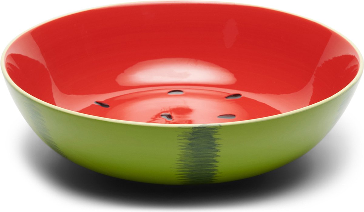 Riviera Maison Serveerschaal watermeloen Maat L, Schaal, Servies, Tafeldecoratie voor eetkamer, keuken - RM Fresh Watermelon Bowl - Groen - Porselein