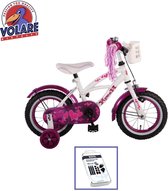 Vélo pour enfants Volare Heart Cruiser - 12 pouces - Wit/ Violet - Y compris le kit de réparation de pneus WAYS