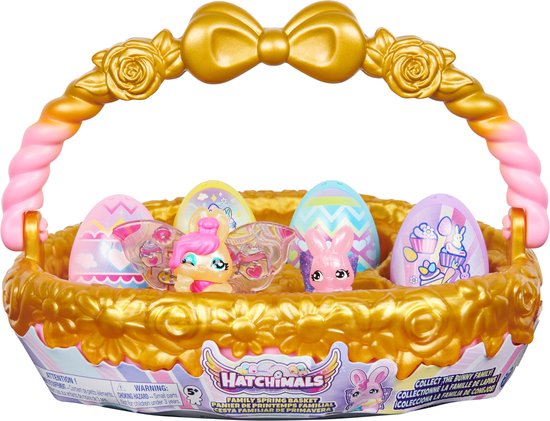 Hatchimals CollEGGtibles - Paasmandje van konijnenfamilie (goud/roze) met 6 personages