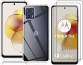 Hoesje geschikt voor Motorola Moto G73 - 2x Screen Protector GlassGuard - Back Cover Case ShockGuard Transparant & Screenprotector
