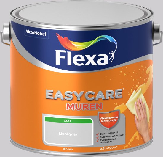 Flexa - Easycare Muren Muurverf - Lichtgrijs - 2.5 L