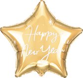 Partydeco - Folieballon Gouden Ster Happy New Year 45 cm