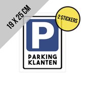 Pictogram/ stickers | "Parking klanten" | 19 x 25 cm | Klantenparking | Niet parkeren | Parkeerplaats vrijhouden | Inrit vrijlaten | Parkeerverbod | Cliënteel | 2 stuks