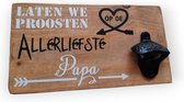 Vaderdag PAPA cadeau mancave bieropener PIJLEN houten tekst bord idee verjaardag