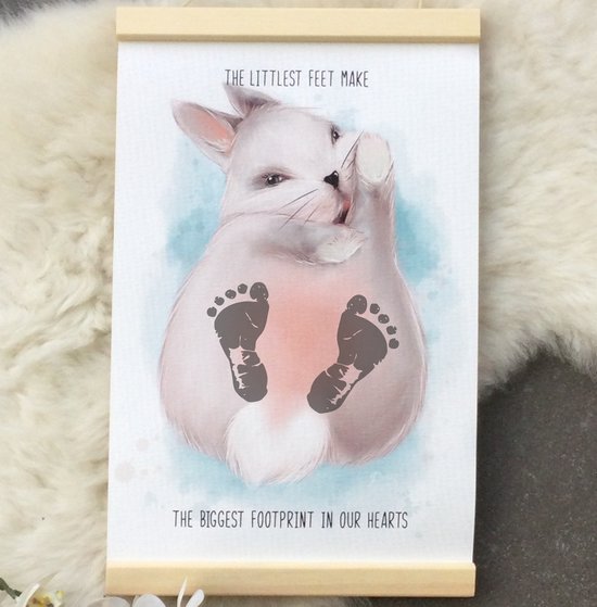 Little Feet canvas poster kinderkamer Konijn A4 voetafdruk baby max 8,5 cm kraamcadeau geboortecadeau
