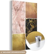 MuchoWow® Peinture sur verre - Marbre - Collage - Or - 80x120 cm - Peintures sur verre acrylique - Photo sur Glas