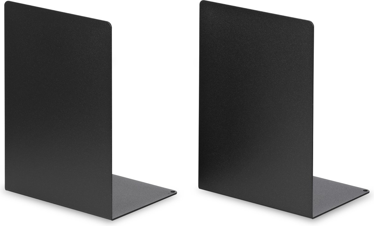 LIROdesign - Boekensteun zwart - Metalen boekenstandaard - Boekenstandaard zwart – Boekenhouder - Boekensteun set van 2