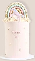 Lovecrafted - Cake topper Unicorn - Pastel - Décoration de gâteaux - Macramé arc-en-ciel 12x15 cm