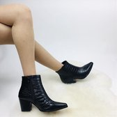 ZoeZo Design - Bottes femmes - Bottines - bottines - bottines - bottes de cowboy - bottes western - taille 39 - noir - imprimé serpent - hauteur de talon 6 cm - cuir artificiel de haute qualité