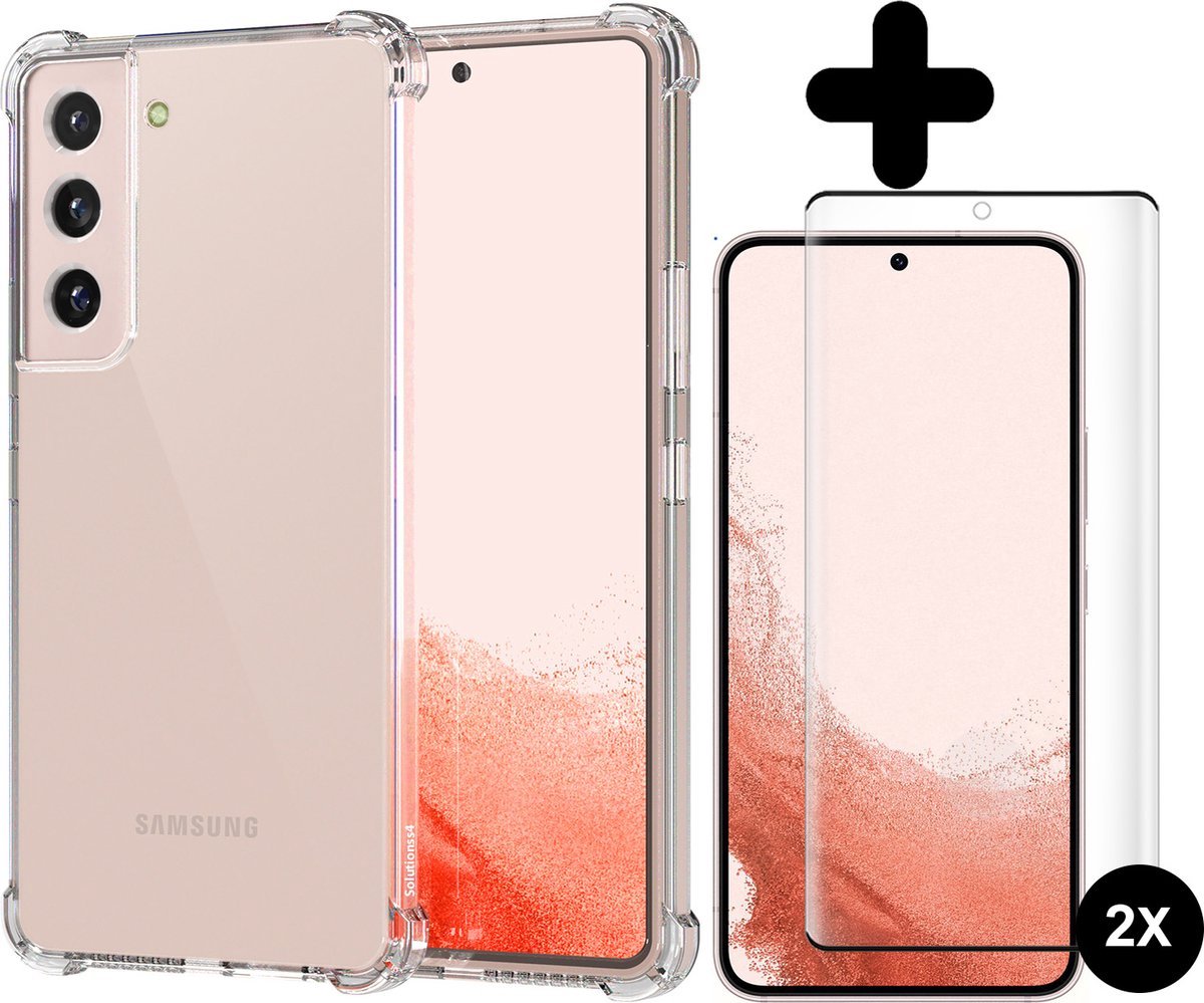 Hoesje geschikt voor Samsung A54 transparant - 2x Samsung galaxy A54 screenprotector - beschermglas case