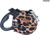 Amiplay Leiband intrekbaar + hoes Safari luipaard maat-M / 5m-15kg