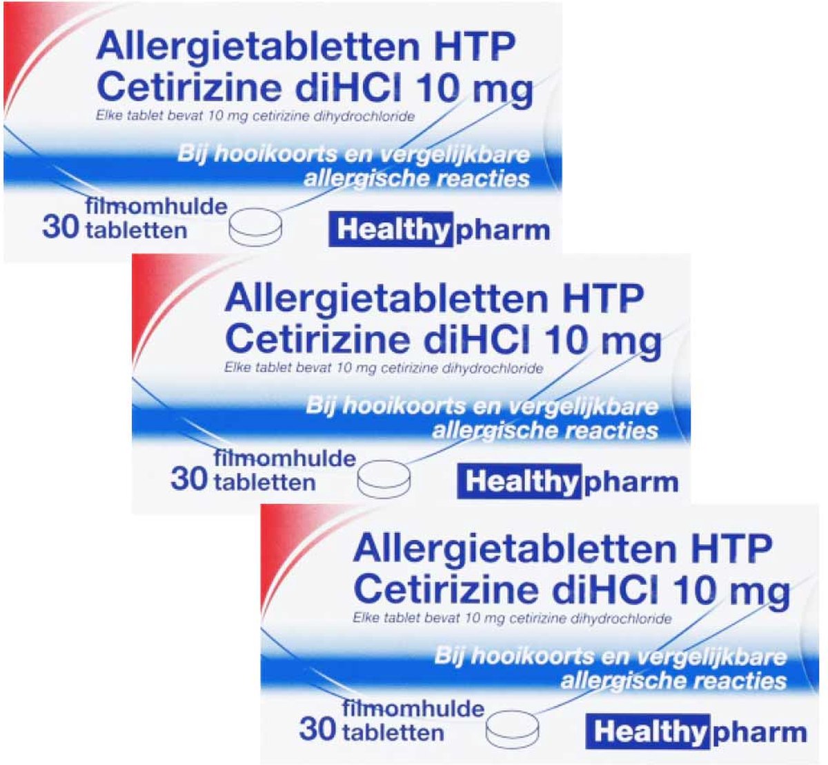 Healthypharm Allergietabletten HTP Cetirizine diHCI 10 mg - 3 x 30 tabletten - Healthypharm