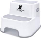 UkkieBoo Opstapje - Antislip Krukje voor keuken, WC en badkamer - Max 100kg - Wit-Grijs