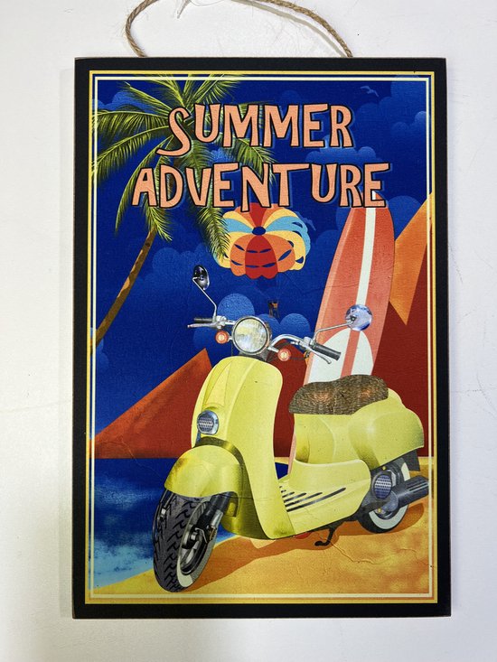 Houten wandbord Summer adventure Vespa Look 30 x 20cm