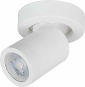 Witte IP44 badkamer spot Oliver | 1 lichts | wit | kunststof / metaal | Ø 10 cm | badkamer lamp | modern / stoer design