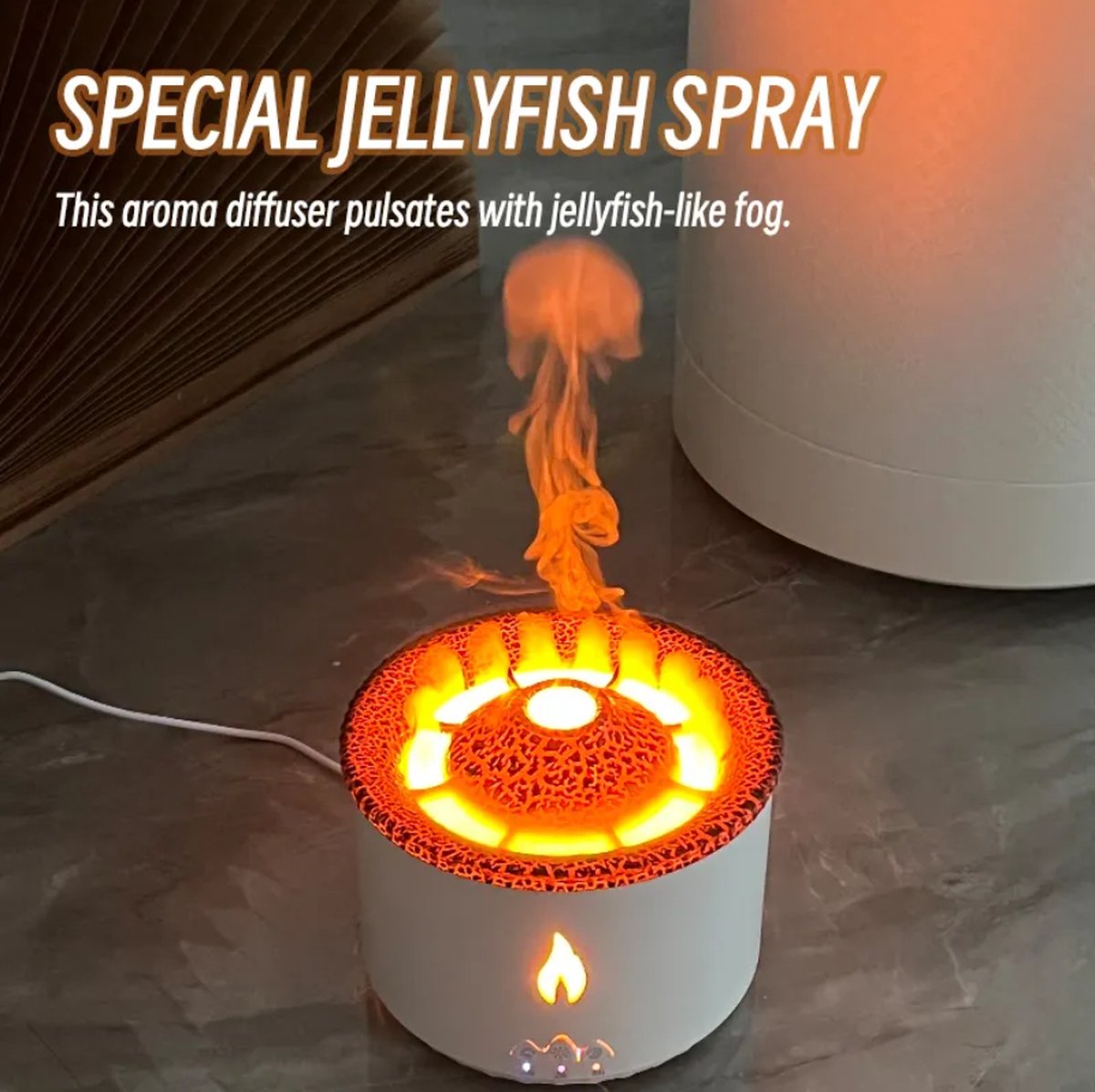 Humidificateur Volcan-Flame diffuseur arômes avec affichage digital &  flamme LED - Noir - Acheter sur PhoneLook