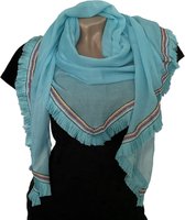 Lange Dunne Driehoekige Sjaal - Aqua Blauw - 180 x 75 cm (0356)
