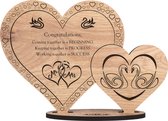 Hartjes Mr & Mrs - zwanen koppel - houten wenskaart - kaart van hout - huwelijk - cadeau - 17.5 x 25 cm