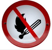 Emaille verbodsbord en wandbord verboden voor open vuur - 10 cm Rond