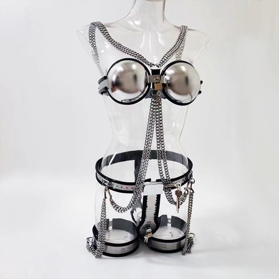 Foto: Prolink novelties chastity set waist belt voor vrouwen bdsm bestaande uit 3 delen stainless steel