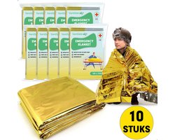 Nooddeken - Set van 10 STUKS - Reddingsdeken - Isolatiedeken - 160 x 210 - PET - Aluminium - Goud / Zilver