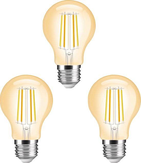 Slimme Zigbee E27 filament lamp voordeelset - A60 model - amberkleurig (3 stuks) - Smart lamp - Slimme Zigbee lamp
