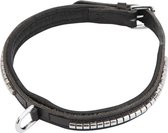 Halsband 40cm - zwart - leder - studs