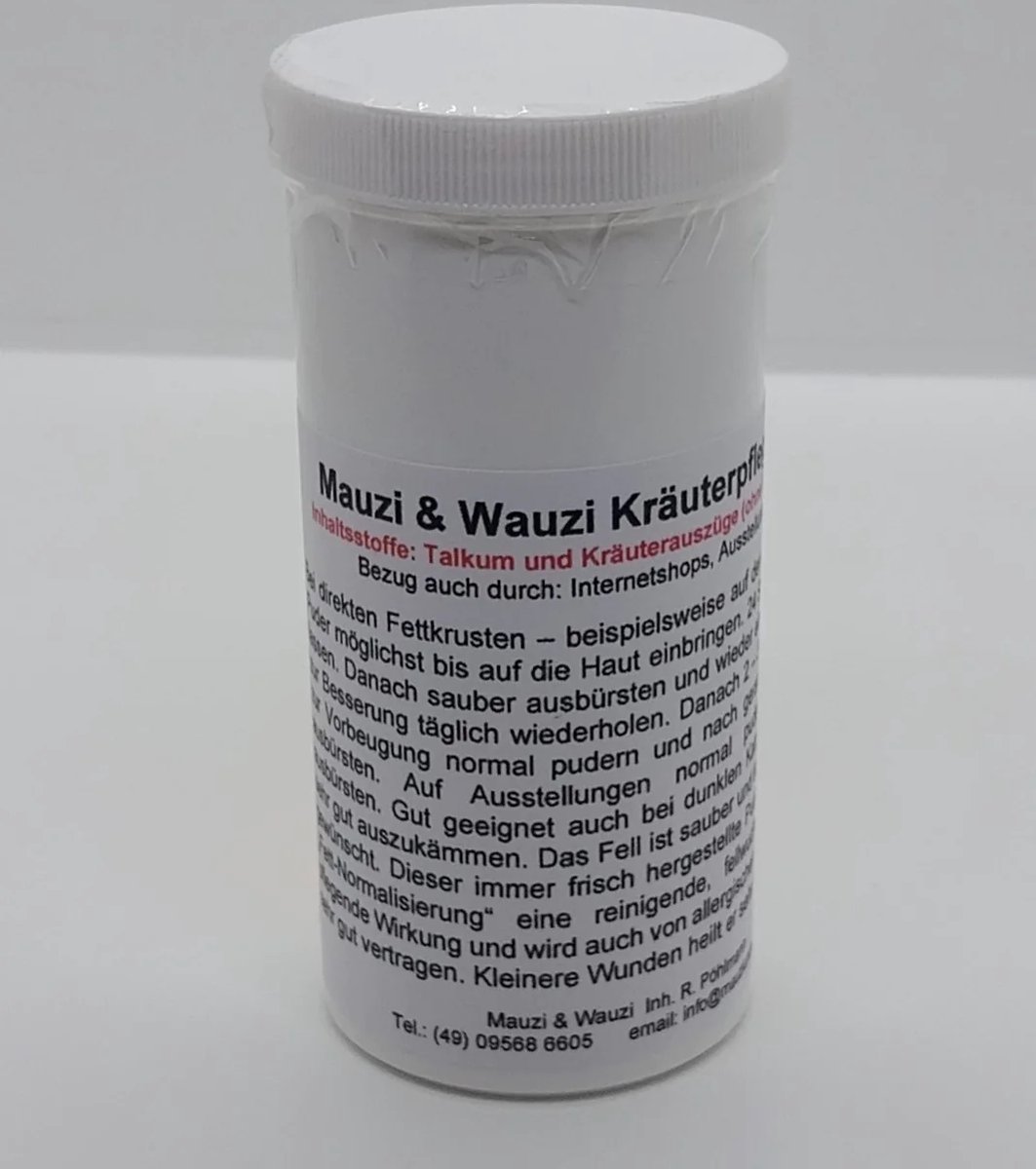 Mauzi Wauzi Natuurlijk Kruidenpoeder - Ontvettend - Droogshampoo - Voor Kat en Hond - Pot van 100 gram