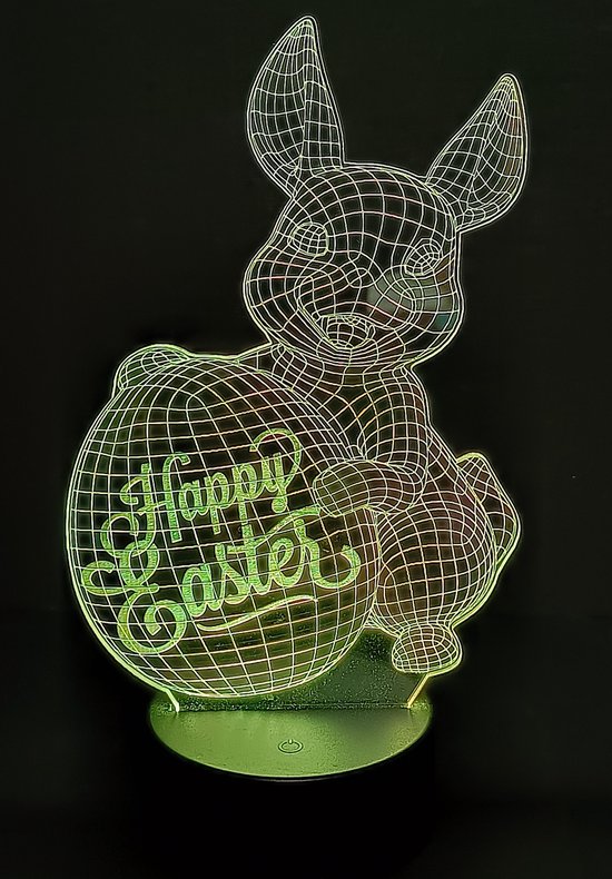 Nachtlamp 'Happy Easter' - LED lamp - 3D Illusion - 7 kleuren en 4 effecten - vrolijk pasen van Lumiasfer — afbeelding 4