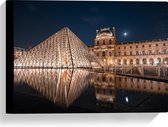 Canvas - Verlicht Louvre in Parijs, Frankrijk - 40x30 cm Foto op Canvas Schilderij (Wanddecoratie op Canvas)