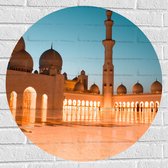 Muursticker Cirkel - Vooraanzicht van de Sjeik Zayed-moskee in Abu Dhabi - 70x70 cm Foto op Muursticker