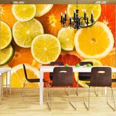 Fotobehang - Citrus vruchten , geel oranje