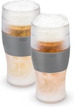 Freeze Bierglazen, 16 oz Vriezer Gel Chiller Dubbelwandige Plastic Bevroren US Pint (473ml/.83 UK Pint) Glas, Set van 2, Grijs