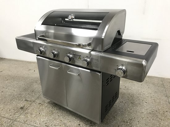 Paralux - Gasbarbecue 4 branders - RVS met gietijzeren roosters - Incl. zijbrander & gietijzeren kookplaat buitenkeuken barbecue van Paralux — afbeelding 3
