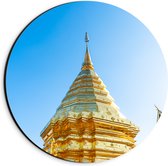 Dibond Muurcirkel - Boeddhistische Wat Phrathat Doi Suthep Tempel Vol met Gouden Versieringen - 20x20 cm Foto op Aluminium Muurcirkel (met ophangsysteem)