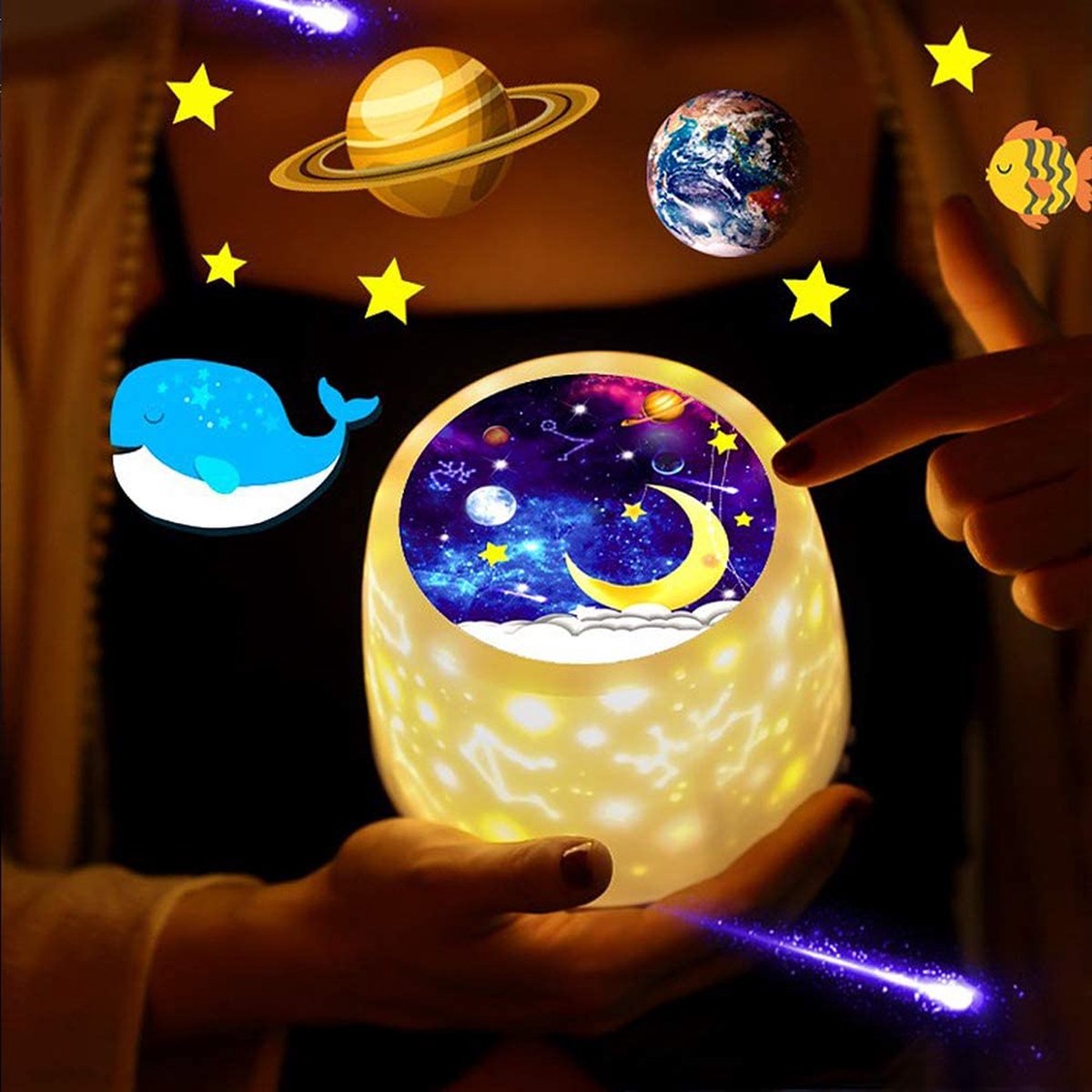 sysy Projecteur Ciel Etoile, Veilleuse Musicale et Lumineuse, Lampe  Veilleuse Enfant 360°Rotation Ve