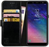 Rosso Element Book Case Wallet Hoesje Geschikt voor Samsung Galaxy A6 (2018) | Portemonnee | 3 Pasjes | Magneetsluiting | Stand Functie | Zwart