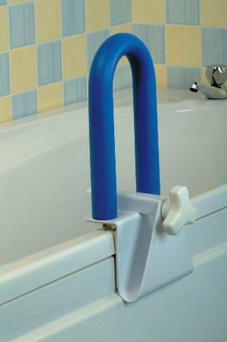 Blauwe zacht gecoate handgreep voor op de badrand - lengterichting- default