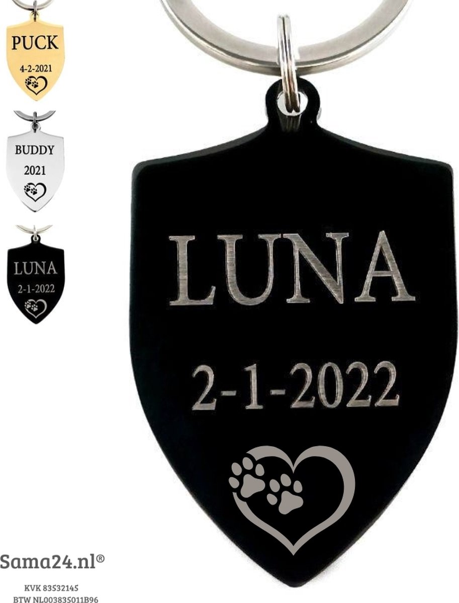 Titanium Hondenpenning inclusief 2 kanten graveren | Penning hond | Luxe hondenpenning met naam